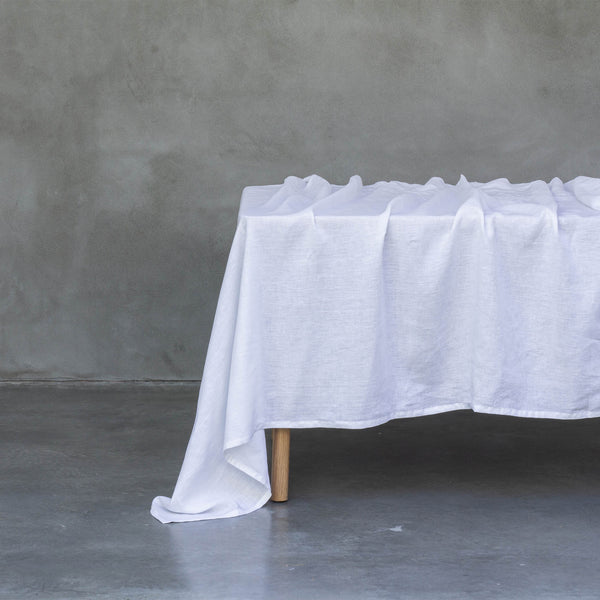 Repose White Hemp Tablecloth